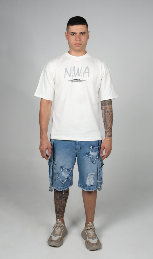 CAMISETA OVERSIZE BLANCA NWA