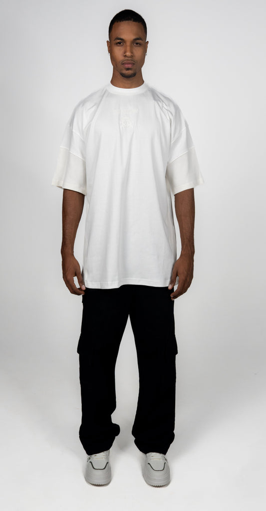 CAMISETA OVERSIZE CORTE BLANCO TEXTURA