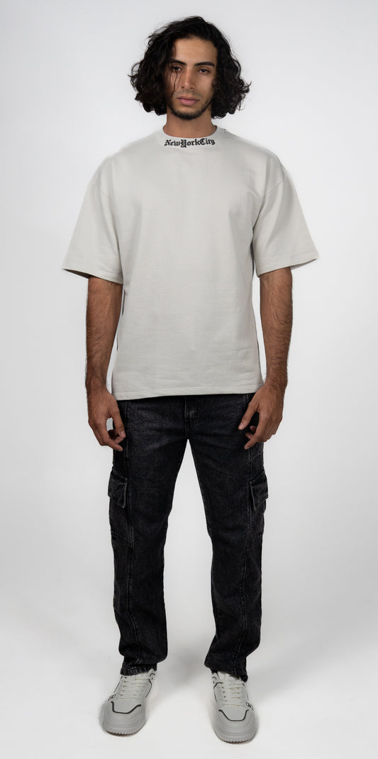 CAMISETA OVERSIZE PERCHADO CRUDO NEW YORK