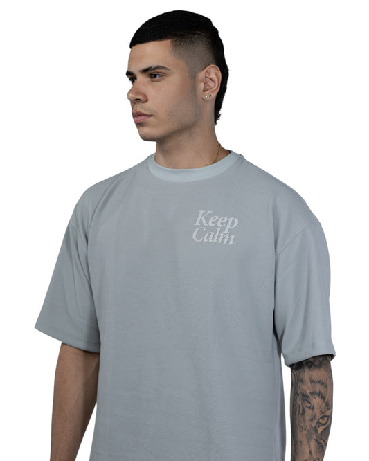 CAMISETA OVERSIZE KEEP CALM AZUL