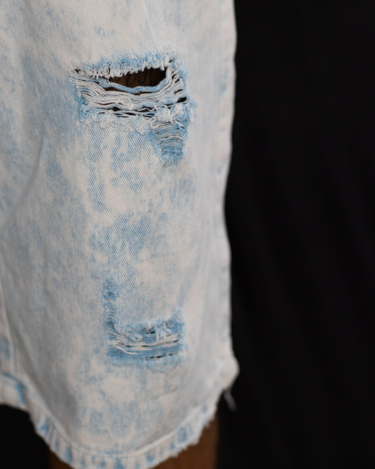 SHORT ACID WASH AZUL