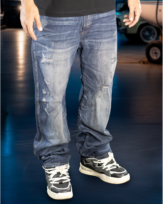 JEAN BAGGY OSCURO DESGASTE