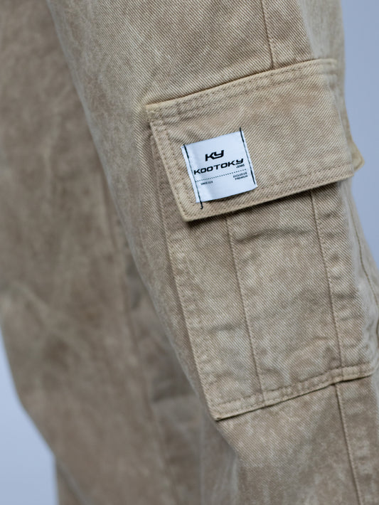 CARGO ACID WASH BEIGE