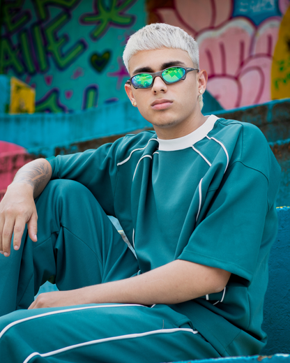 CONJUNTO VERDE LÍNEAS BLANCAS