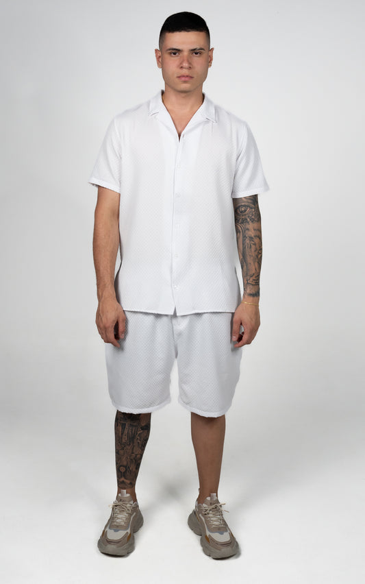 CONJUNTO BLANCO CUADROS TEXTURA