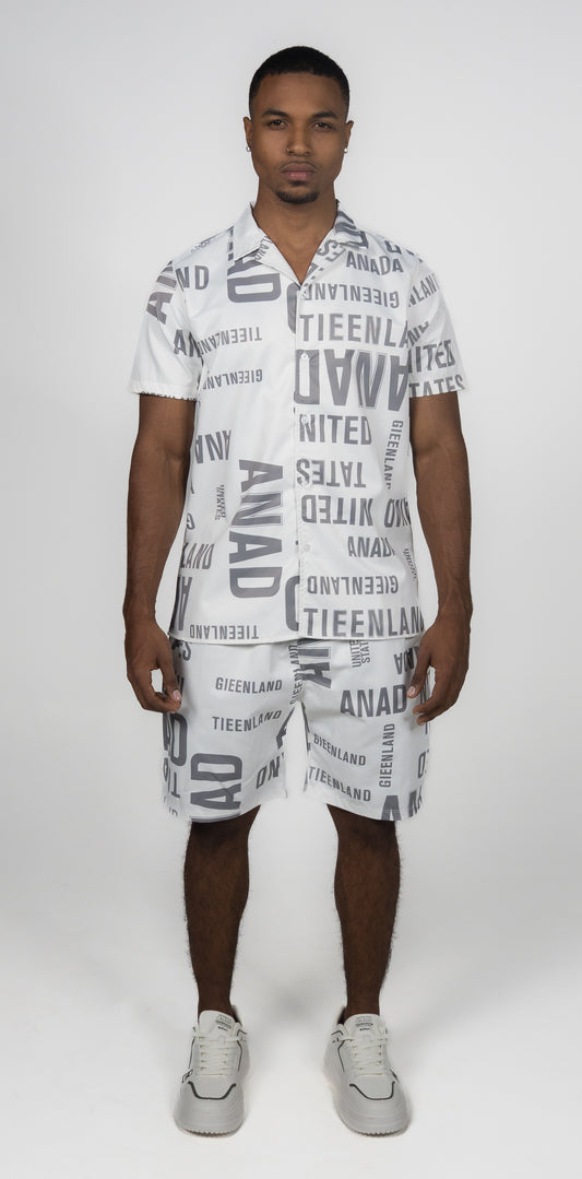 CAMISA CONJUNTO BLANCO CON GRIS