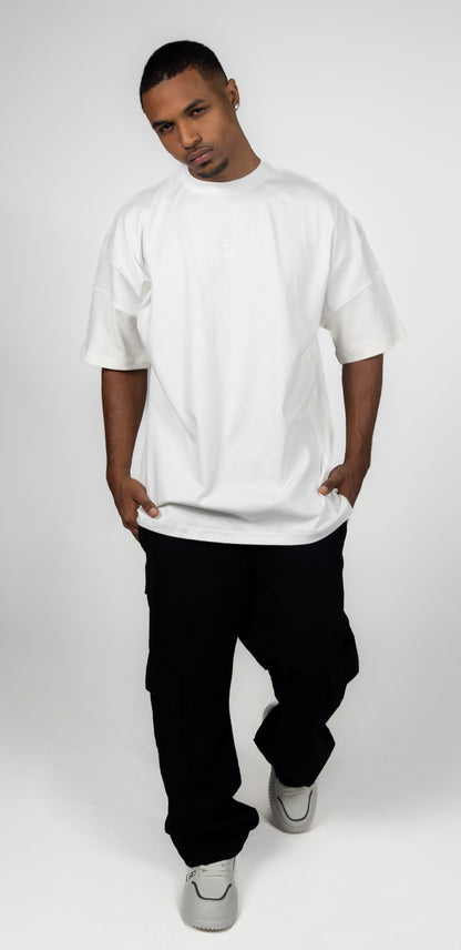 CAMISETA OVERSIZE CORTE BLANCO TEXTURA