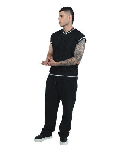 CONJUNTO CAMISILLA TEXTURA NEGRO