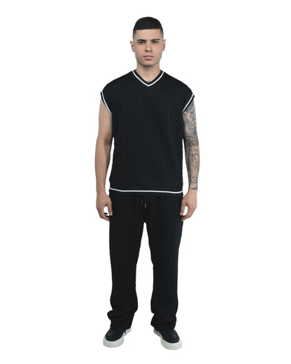 CONJUNTO CAMISILLA TEXTURA NEGRO