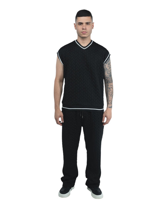 CONJUNTO CAMISILLA TEXTURA NEGRO