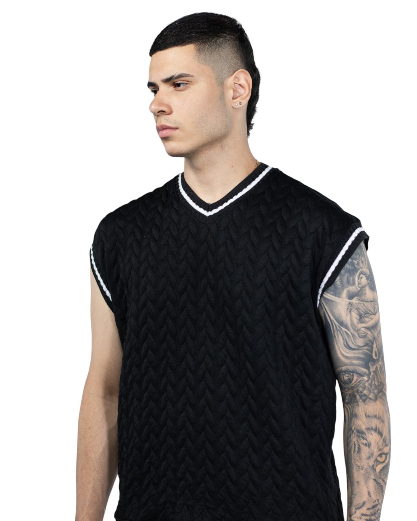 CONJUNTO CAMISILLA TEXTURA NEGRO