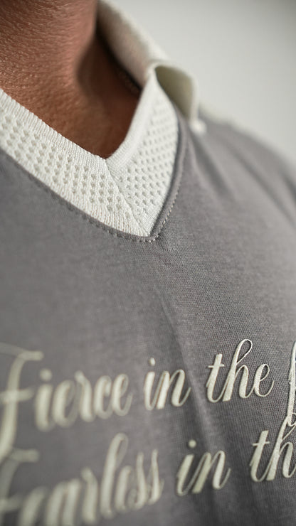POLO SHIRT GRIS FEARLESS IN THE DARK