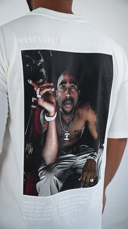 CAMISETA BLANCA OVERSIZE 2PAC//WEST COAST