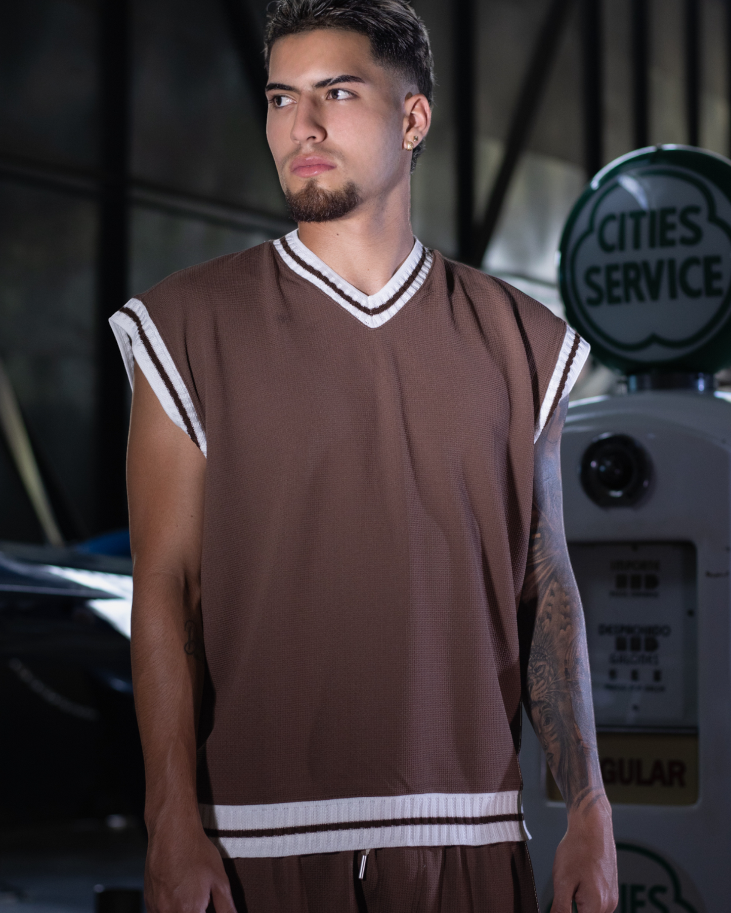 CONJUNTO CAMISILLA TEXTURA CAFE