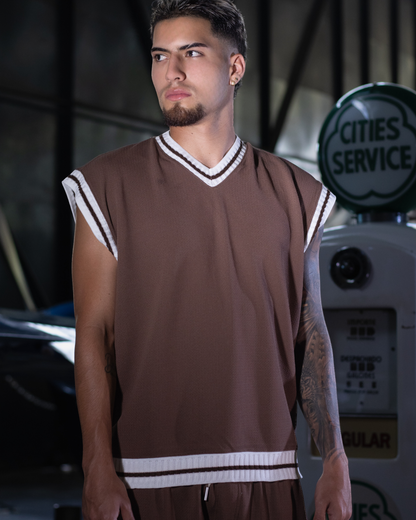 CONJUNTO CAMISILLA TEXTURA CAFE