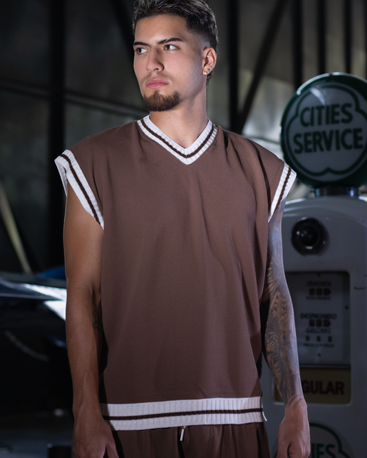 CONJUNTO CAMISILLA TEXTURA CAFE