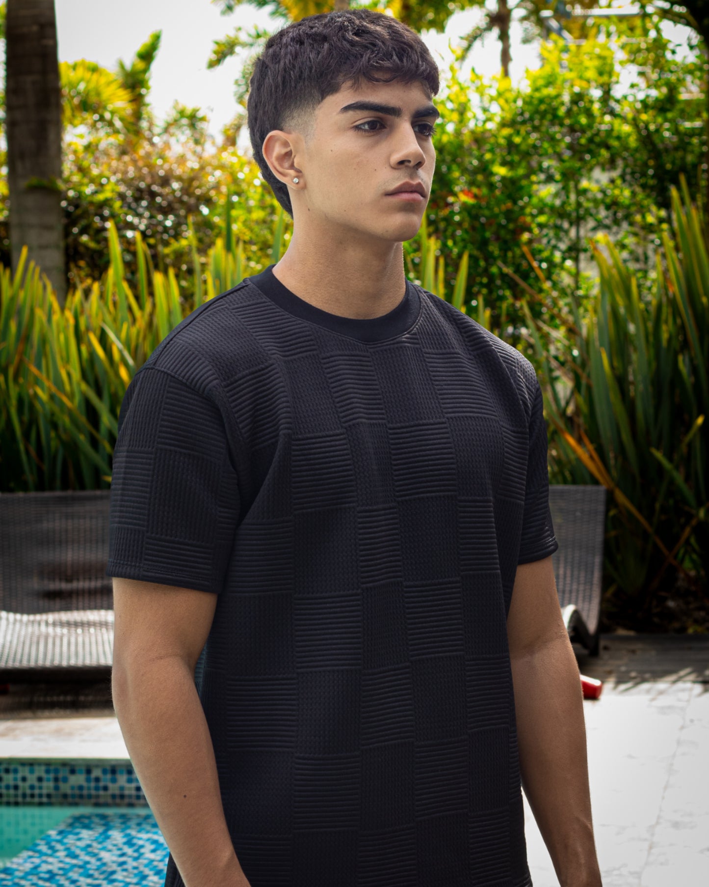 CONJUNTO NEGRO TEXTURA CUADROS