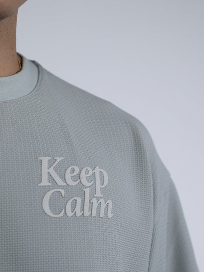 CAMISETA OVERSIZE KEEP CALM AZUL