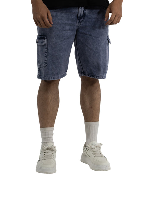 SHORT ACID WASH BLUE
