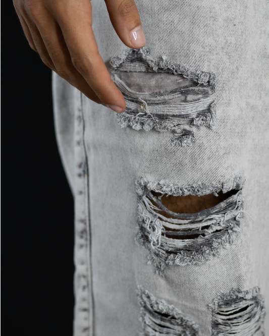 SHORT GRIS ROTOS
