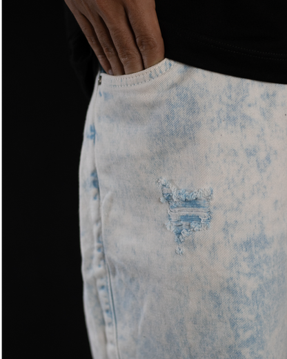 SHORT ACID WASH AZUL