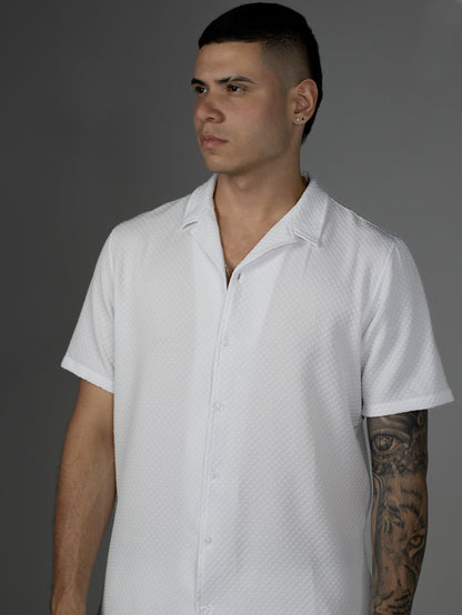 CONJUNTO BLANCO CUADROS TEXTURA