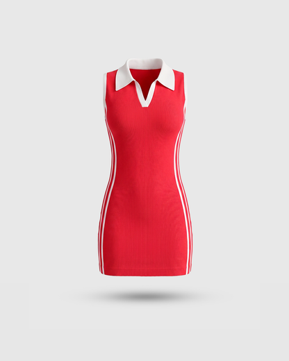VESTIDO CORTO RIB ROJO