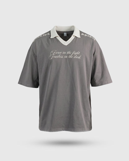 POLO SHIRT GRIS FEARLESS IN THE DARK