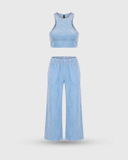CONJUNTO CROP TOP AZUL SOLIDARITY