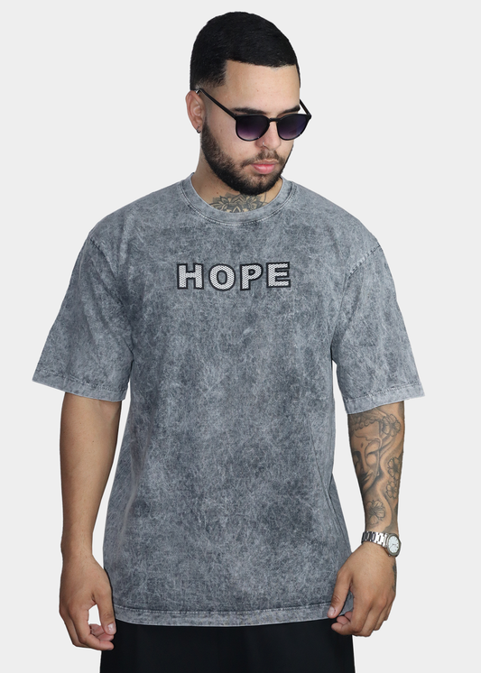 Camiseta gris acid wash hope