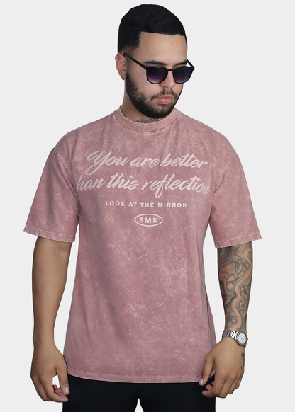 camiseta acid wash rosa mirror