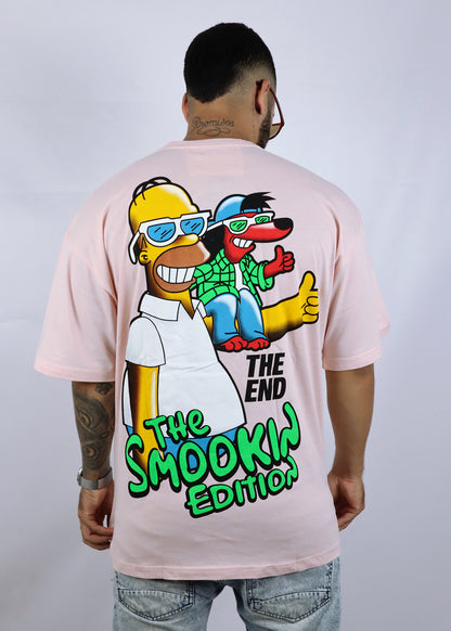 Camiseta oversize rosada simpsons